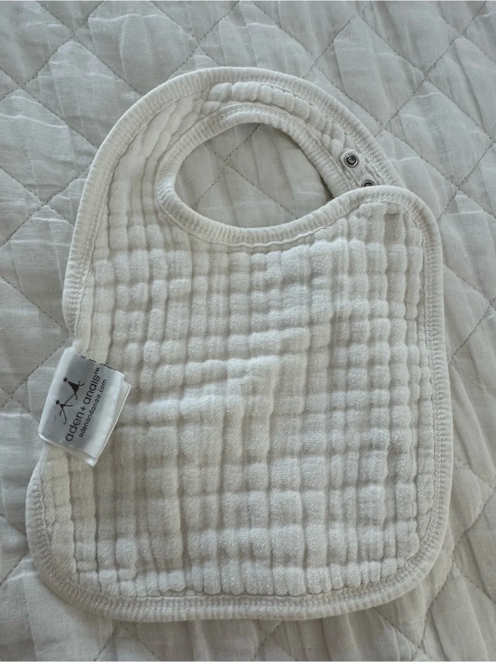 aden + anais Cream Quilted Bib with Gray Star & Balloon Motifs